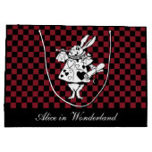 Kundenspezifische Text-Alice im Wunderland-weißer Große Geschenktüte (Rückseite)