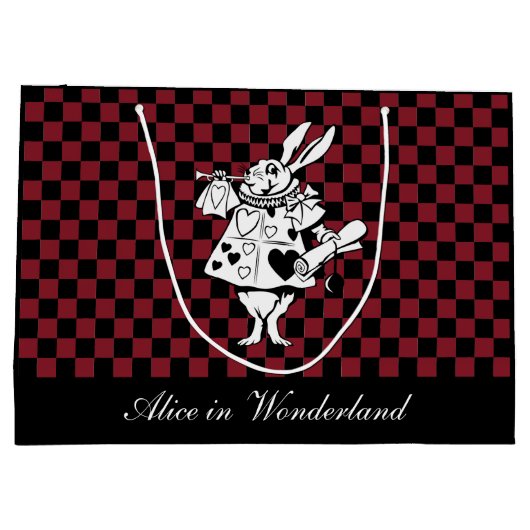 Kundenspezifische Text-Alice im Wunderland-weißer Große Geschenktüte (Rückseite)