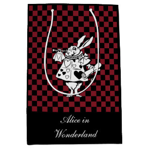 Kundenspezifische Text-Alice im Wunderland-weißer Mittlere Geschenktüte