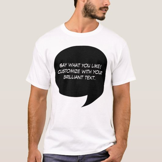 Kundenspezifische Text-Comic-Sprache-Blase T-Shirt (Vorderseite)