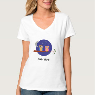 Kundenspezifische Text Nachteulen-Mondsterne T-Shirt