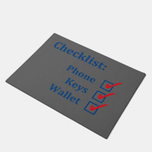 Kundenspezifische verlassende Zuhausecheckliste Fußmatte