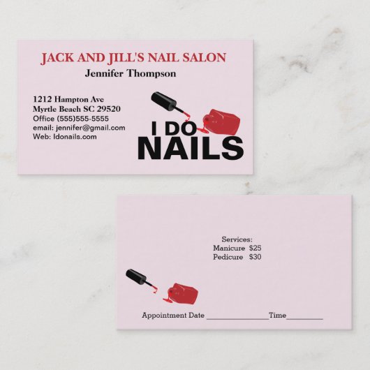 Kundenspezifische Visitenkarte für Nageltechniker Terminkarte (Vorne/Hinten)