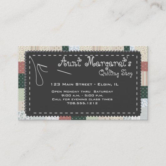 Kundenspezifische Visitenkarte von Quilter (Vorderseite)