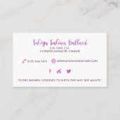 Kundenspezifische Visitenkarten: Sakina Visitenkarte (Rückseite)