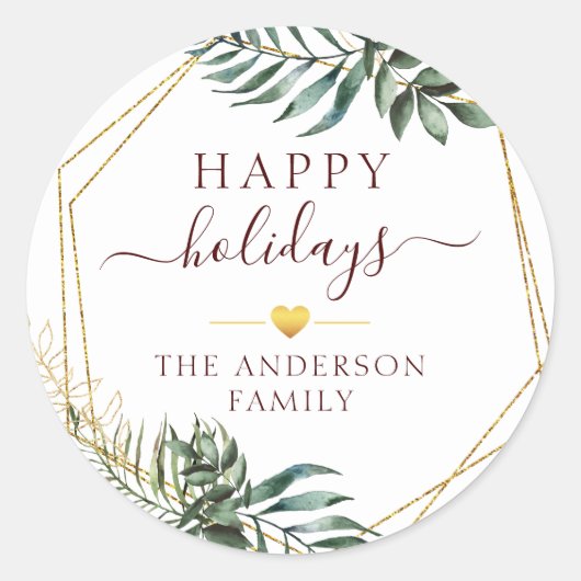 Kundenspezifische Weihnachten Botanisch Runder Aufkleber (Vorderseite)