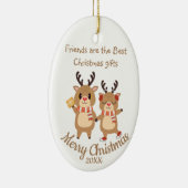 Kundenspezifische Weihnachts-Niedlich-Rentierfreun Keramik Ornament (Rechts)