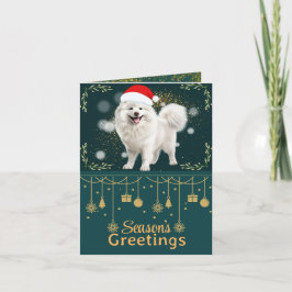 Kundenspezifische Weihnachtskarte Samoyed Gold Karte