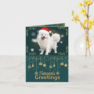 Kundenspezifische Weihnachtskarte Samoyed Gold Karte