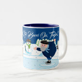 Kundenspezifische Weihnachtsszene, Olentzero Zweifarbige Tasse (VorderseiteRechts)