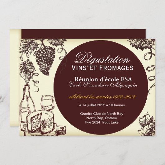 Kundenspezifische Wein-und Käse-Einladung - Einladung (Vorne/Hinten)