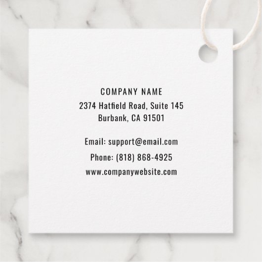 Kundenspezifische weiße Logos Vielen Dank für Ihr Geschenkanhänger (Rückseite)