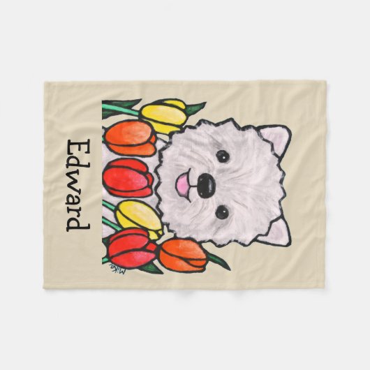Kundenspezifische Westie Hundbaby-Decken-Namedecke Fleecedecke (Vorderseite (Horizontal))