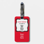 Kundenspezifischer Allergie-Alarm Gepäckanhänger (Rückseite vertikal)