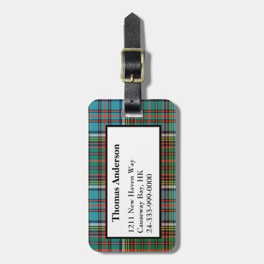 Kundenspezifischer Andersontartan-karierter Gepäckanhänger (Vorderseite vertikal)