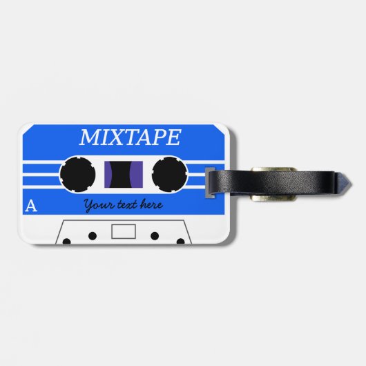 Kundenspezifischer blauer Mixtape Gepäckanhänger (Rückseite horizontal)