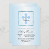 Kundenspezifischer blauer Quertaufe-Taufe-JUNGE + Einladung (Vorne/Hinten)