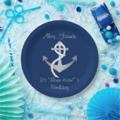 Kundenspezifischer blauer u. silberner pappteller (Party)