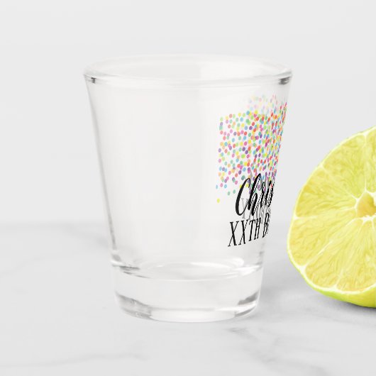 Kundenspezifischer Confetti Schnapsglas (Links)