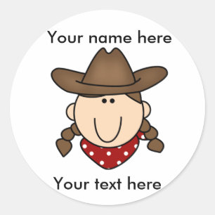 KUNDENSPEZIFISCHER COWGIRL-BROWN-Aufkleber Runder Aufkleber