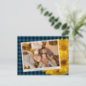 Kundenspezifischer Erntedank, der auf Kariertem Mu Postkarte (Stehend Vorderseite)