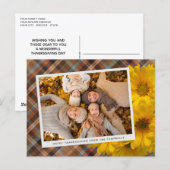 Kundenspezifischer Erntedank Gruß auf Karierten Ur Postkarte (Vorne/Hinten)