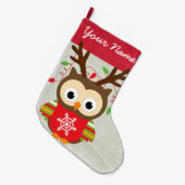 Kundenspezifischer Eulen-WeihnachtsStrumpf Großer Weihnachtsstrumpf (Vorderansicht (hängend))