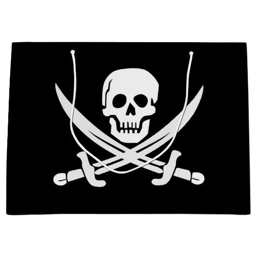 Kundenspezifischer Farbpirat/-schädel/-Schwerter Große Geschenktüte (Vorderseite)