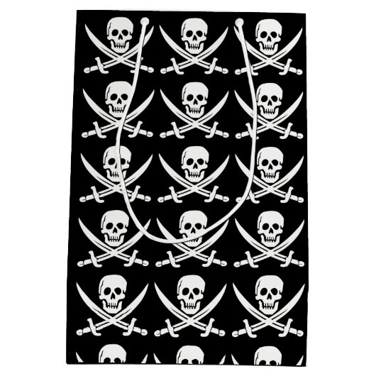 Kundenspezifischer Farbpirat/-schädel/-Schwerter Mittlere Geschenktüte (Rückseite)