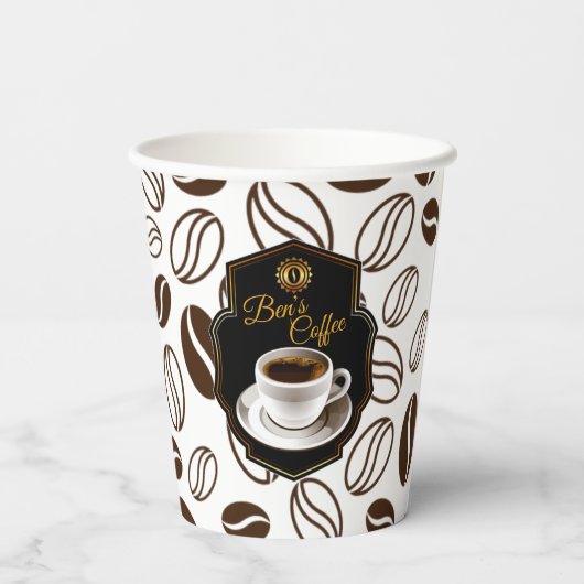 Kundenspezifischer Firmenname für Coffee Shops Pappbecher (Rückseite)