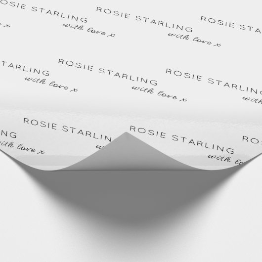 Kundenspezifischer Firmenname mit Liebe-Script Geschenkpapier (Ecke)