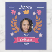 Kundenspezifischer Fot bester Kollege bester Mitar Weinetikett (Einzelnes Label)