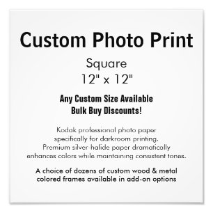 Kundenspezifischer Foto-Druck - quadrieren Sie 12" Fotodruck