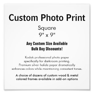Kundenspezifischer Foto-Druck - quadrieren Sie 9" Fotodruck