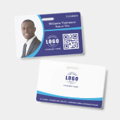 Kundenspezifischer Foto-Logo QR-Code Mitarbeiter F Ausweis (Vorder- & Rückseite)