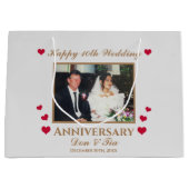 Kundenspezifischer Foto Name 10. Hochzeitstag Grau Große Geschenktüte (Vorderseite)