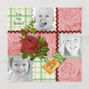 Kundenspezifischer Foto-Steppdecken-Block-rotes Einladung