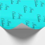 Kundenspezifischer frohe Weihnacht-cyan-blauer Geschenkpapier (Ecke)