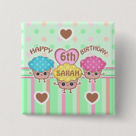 Kundenspezifischer Geburtstag-Mädchen Kawaii Button