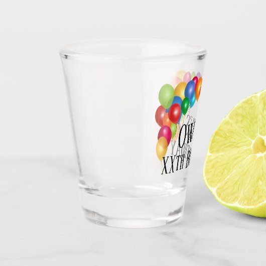 Kundenspezifischer Geburtstags-Schuss Schnapsglas (Links)