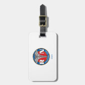 Kundenspezifischer Gepäckanhänger mit Lederband (Vorderseite vertikal)