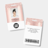 Kundenspezifischer Glitzer Tropfen Rose Goldname Ausweis (Vorder- & Rückseite)