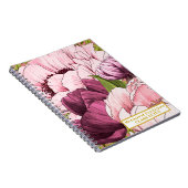 Kundenspezifischer Goldname Raffinierte Pink Peony Notizblock (Rechte Seite)