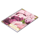 Kundenspezifischer Goldname Raffinierte Pink Peony Notizblock (Linke Seite)