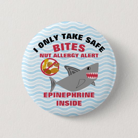 Kundenspezifischer Haifisch-Nuss-Allergie-Alarm Button (Vorderseite)