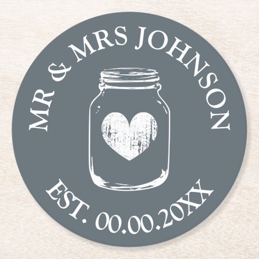 Kundenspezifischer Herr und Frau Runder Pappuntersetzer (Vorderseite)