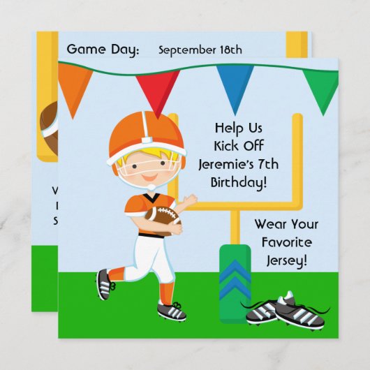 Kundenspezifischer Junge in der orange Einladung (Vorne/Hinten)