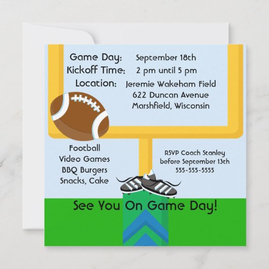 Kundenspezifischer Junge in der orange Einladung (Rückseite)