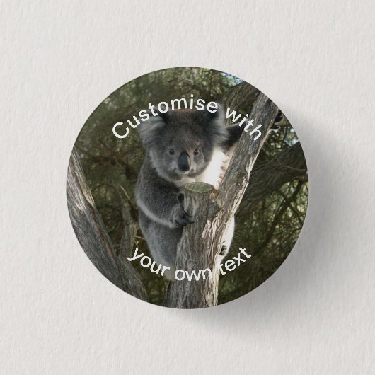 Kundenspezifischer Koala, der einen Baum klettert Button (Vorderseite)