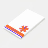 Kundenspezifischer Krankenwagen-orange und blauer Post-it Klebezettel (angewinkelt)